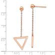 Stainless Steel Polished Rose IP-plated Triangle Post Dangle Earrings