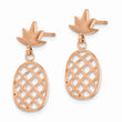 Stainless Steel Polished Rose IP-plated Pineapple Post Dangle Earrings