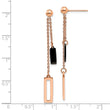 Stainless Steel Polished Rose and Black IP-plated Post Dangle Earrings