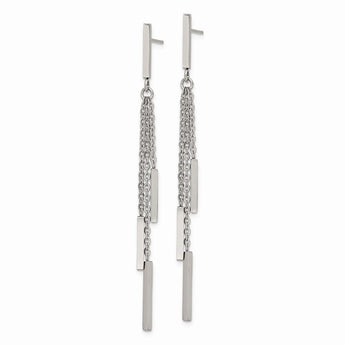 Stainless Steel Polished Bar Post Dangle Earrings