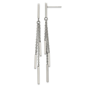 Stainless Steel Polished Bar Post Dangle Earrings