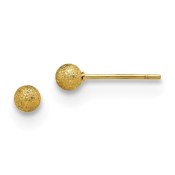 Stainless Steel Polished Laser cut Yellow IP-plated 4mm Ball Post Earrings - Birthstone Company