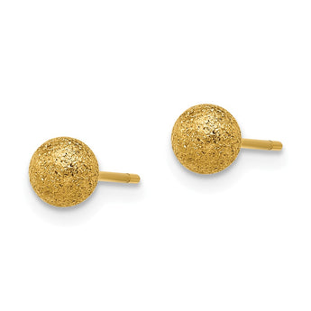 Stainless Steel Polished Laser cut Yellow IP-plated 5mm Ball Post Earrings - Birthstone Company