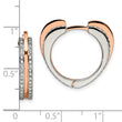 Stainless Steel Polished Rose IP with Swarovski Heart Hinged Hoop Earrings