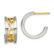 Stainless Steel Polished Yellow IP-plated Post J Hoop Earrings