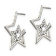 Stainless Steel Polished with Swarovski Crystal Stars Post Earrings