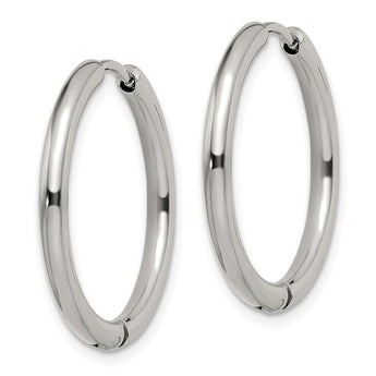 Stainless Steel Polished 2.5mm Hinged Hoop Earrings