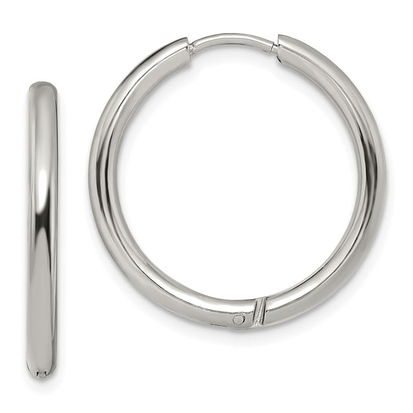 Stainless Steel Polished 2.5mm Hinged Hoop Earrings