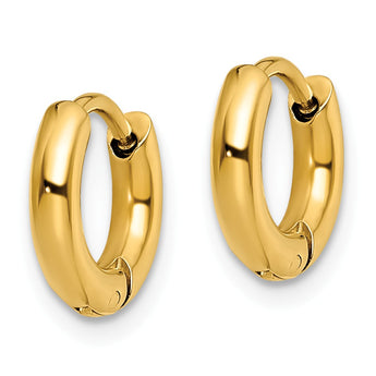 Stainless Steel Polished Yellow IP-plated 2.5mm Hinged Hoop Earrings