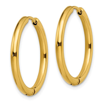 Stainless Steel Polished Yellow IP-plated 2.5mm Hinged Hoop Earrings