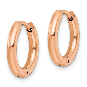 Stainless Steel Polished Rose IP-plated 2.5mm Hinged Hoop Earrings