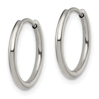 Stainless Steel Polished 1.6mm Hinged Hoop Earrings