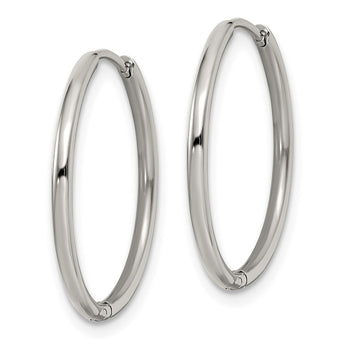 Stainless Steel Polished 1.6mm Hinged Hoop Earrings