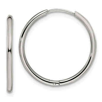 Stainless Steel Polished 1.6mm Hinged Hoop Earrings