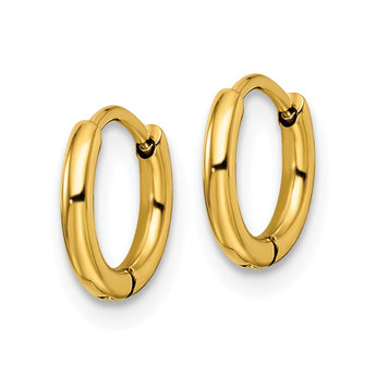 Stainless Steel Polished Yellow IP-plated 1.6mm Hinged Hoop Earrings