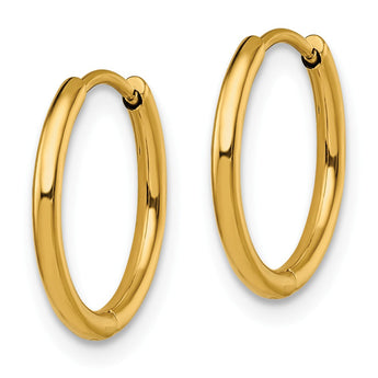 Stainless Steel Polished Yellow IP-plated 1.6mm Hinged Hoop Earrings