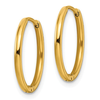 Stainless Steel Polished Yellow IP-plated 1.6mm Hinged Hoop Earrings