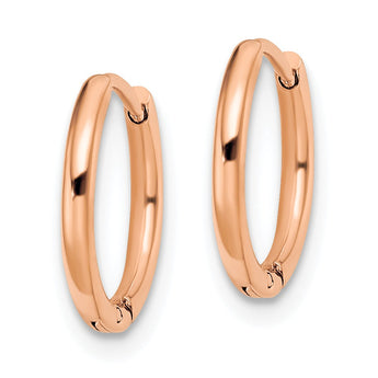 Stainless Steel Polished Rose IP-plated 1.6mm Hinged Hoop Earrings