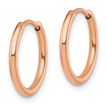 Stainless Steel Polished Rose IP-plated 1.6mm Hinged Hoop Earrings