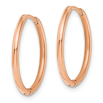 Stainless Steel Polished Rose IP-plated 1.6mm Hinged Hoop Earrings