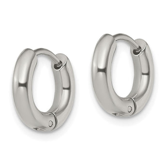 Stainless Steel Polished 3mm Hinged Hoop Earrings