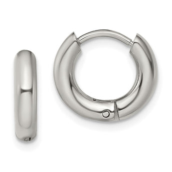 Stainless Steel Polished 3mm Hinged Hoop Earrings