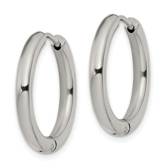 Stainless Steel Polished 3mm Hinged Hoop Earrings