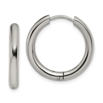 Stainless Steel Polished 3mm Hinged Hoop Earrings