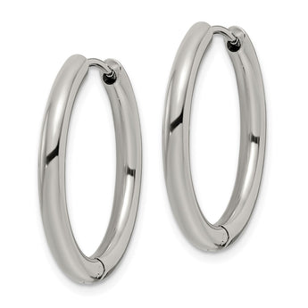 Stainless Steel Polished 3mm Hinged Hoop Earrings