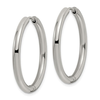 Stainless Steel Polished 3mm Hinged Hoop Earrings