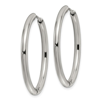 Stainless Steel Polished 3mm Hinged Hoop Earrings