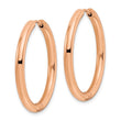 Stainless Steel Polished Rose IP-plated 3mm Hinged Hoop Earrings