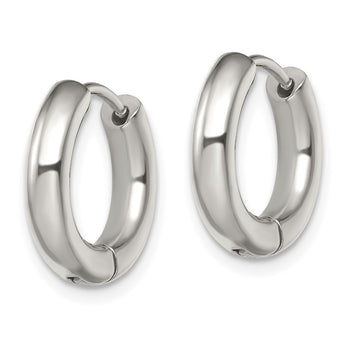 Stainless Steel Polished 3.5mm Hinged Hoop Earrings