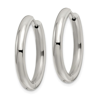 Stainless Steel Polished 3.5mm Hinged Hoop Earrings