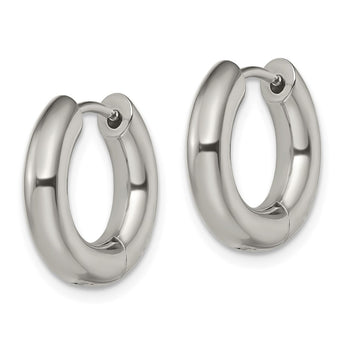 Stainless Steel Polished 4mm Hinged Hoop Earrings