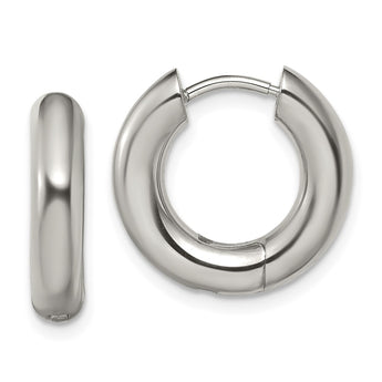 Stainless Steel Polished 4mm Hinged Hoop Earrings