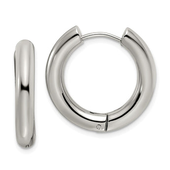 Stainless Steel Polished 4mm Hinged Hoop Earrings