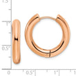 Stainless Steel Polished Rose IP-plated 4mm Hinged Hoop Earrings