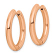 Stainless Steel Polished Rose IP-plated 4mm Hinged Hoop Earrings