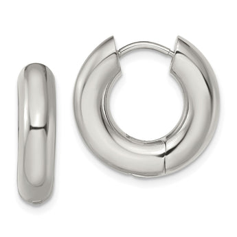 Stainless Steel Polished 5mm Hinged Hoop Earrings