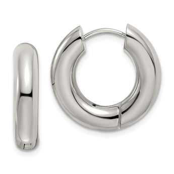 Stainless Steel Polished 5mm Hinged Hoop Earrings