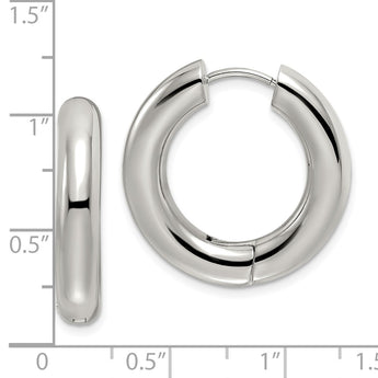 Stainless Steel Polished 5mm Hinged Hoop Earrings