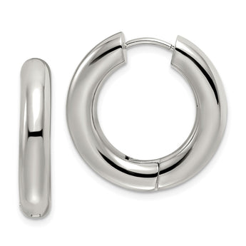 Stainless Steel Polished 5mm Hinged Hoop Earrings