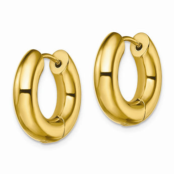 Stainless Steel Polished Yellow IP-plated 5mm Hinged Hoop Earrings