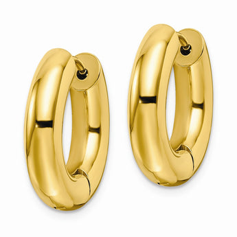 Stainless Steel Polished Yellow IP-plated 5mm Hinged Hoop Earrings