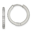 Stainless Steel Polished with Preciosa Crystal 2mm Hinged Hoop Earrings