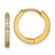 Stainless Steel Polished Yellow IP w/Preciosa Crystal Hinged Hoop Earrings