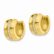 Stainless Steel Polished Yellow IP w/Preciosa Crystal Hinged Hoop Earrings