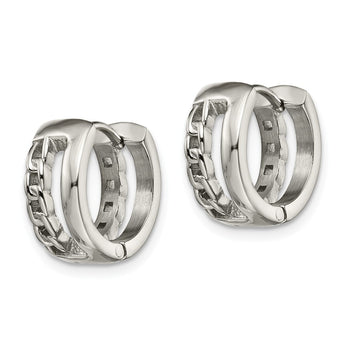 Stainless Steel Polished 6.50mm Huggie Hinged Hoop Earrings