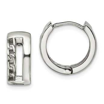 Stainless Steel Polished 6.50mm Huggie Hinged Hoop Earrings